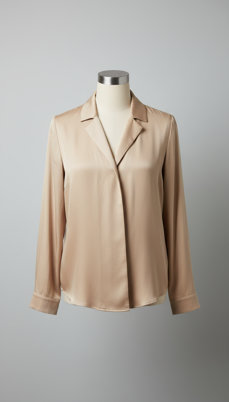 Champagne Beige Silk Blend Blouse