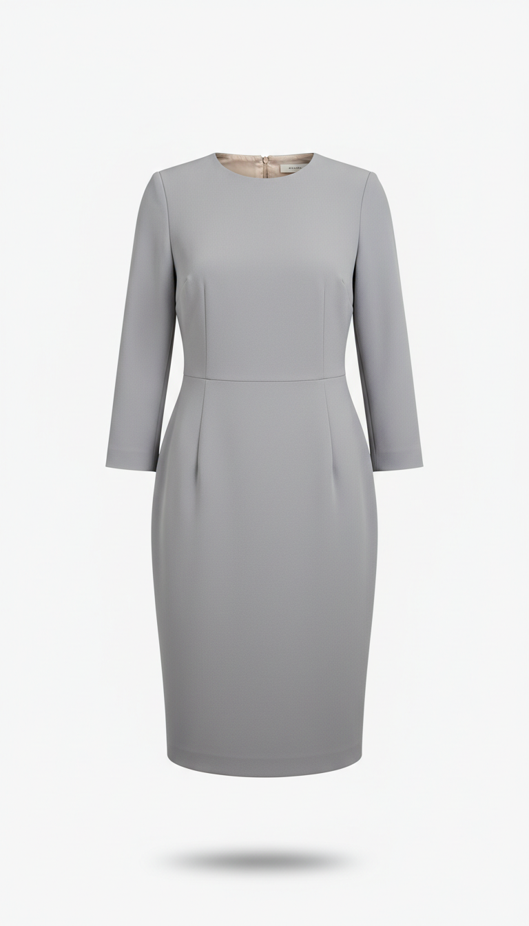 Mist Gray Structured Sheath Dress